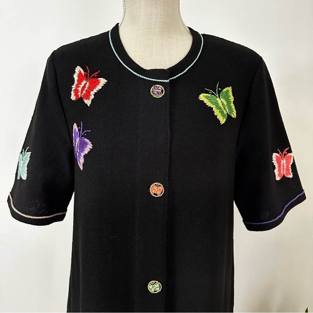 Vintage Alnora Dress Embroidered Butterflies Women’s Large